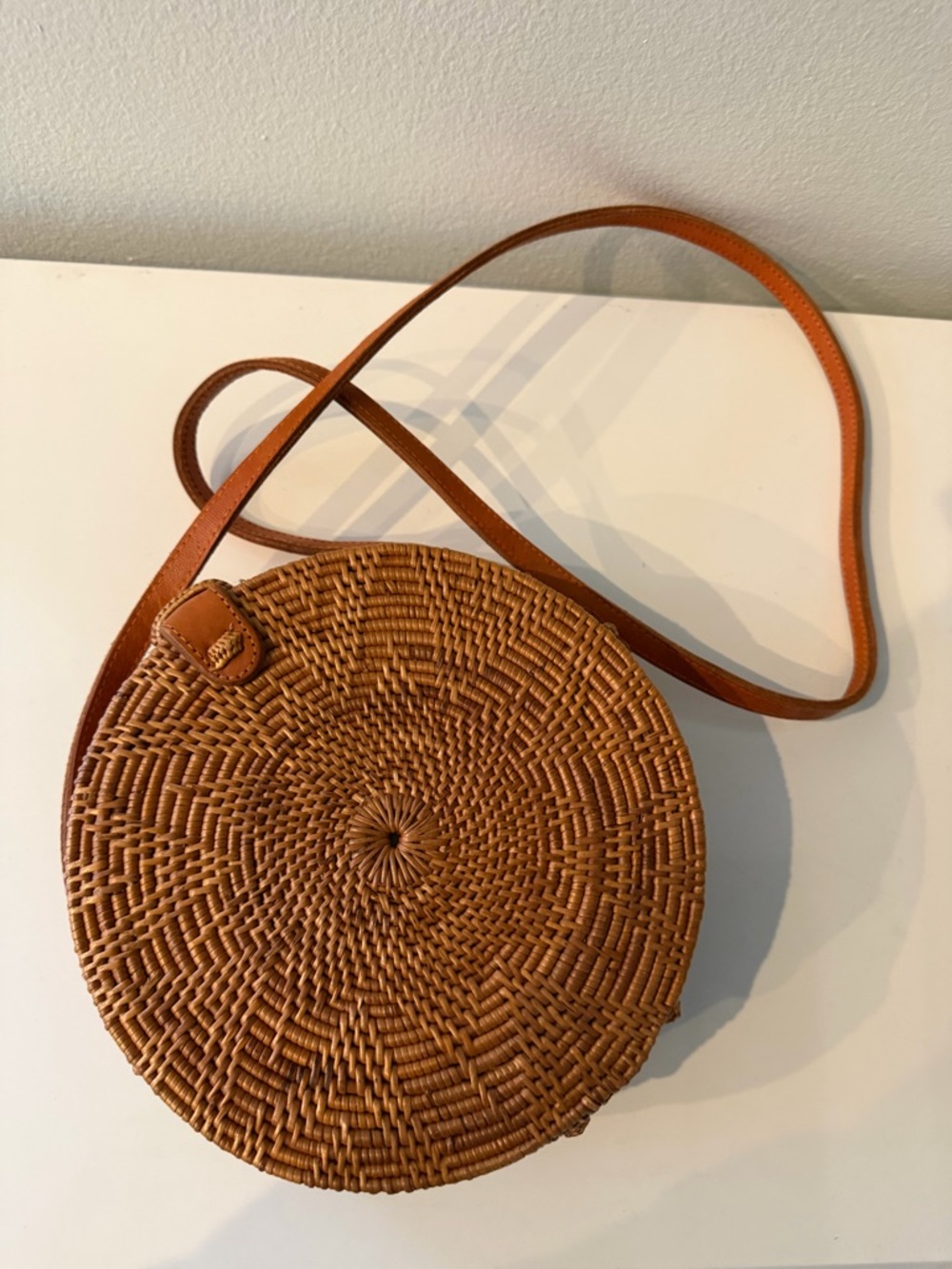 Bali Round Straw Crossbody Bag - Natural Straw - Picture 6 of 12